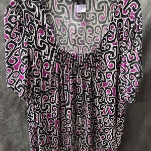 Elegant Women's Black and Pink Geometric Blouse